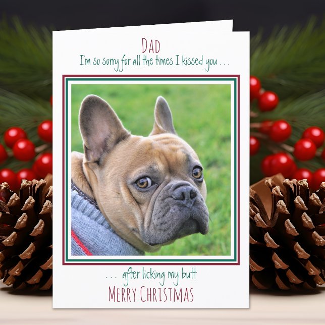 God jul Pet Photo Rolig hund Pappa Helgkort (Skapare uppladdad)