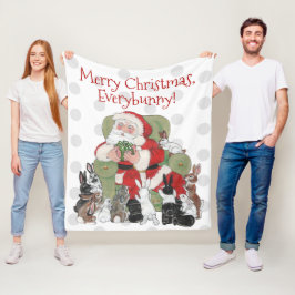 God jul Pet Rabbit Bunny Santa Red Grönt Fleecefilt