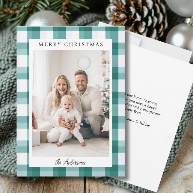 God jul! Pets mönster, foto Julkort (Merry Christmas! Plaid Pattern Photo Holiday Card)