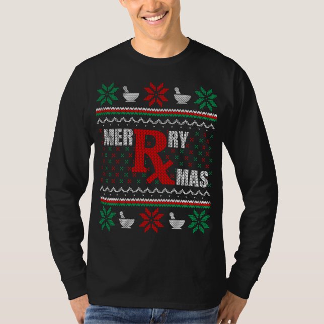 God jul Pharmacist Ugly julsötare Pharm T Shirt (Framsida)