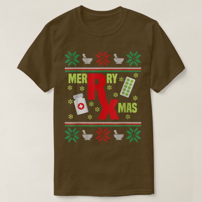 God jul Pharmacy Tech Pharmacist Ugly jul T Shirt (Design framsida)