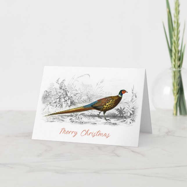 God jul Pheasant vintage art vikt Helgkort (Framsida)