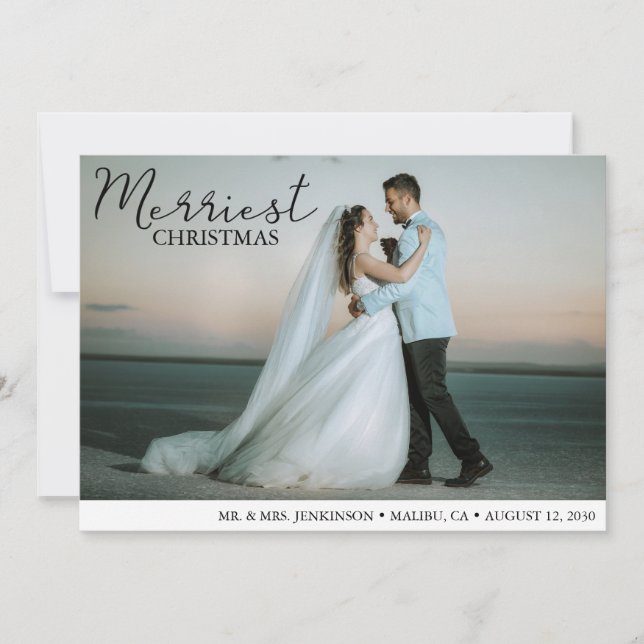 God jul Photo Bröllop-meddelande Julkort (Framsida)