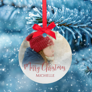 God jul Photo Calligraphy Red Grönt Play Julgransprydnad Keramik