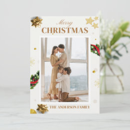 God jul Photo Classic Guld Helgdag Card Julkort