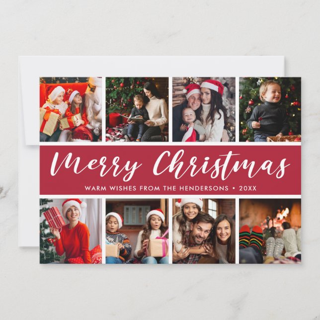 God jul Photo Collage Calligraphy Julkort (Framsida)