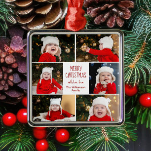 God jul Photo Collage Cute Personlig Julgransprydnad Metall
