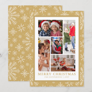 God jul Photo Collage Guld Snowflake Julkort