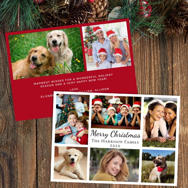 God jul Photo Collage Julkort (This holiday season, let the magic of your cherished moments unfold with our 6 photo Christmas card)