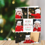 God jul Photo Collage med Brev per år Helgkort<br><div class="desc">Det här söta,  moderna God jul-kortet har en klassindelning med fem familjefotografier på vit bakgrund med söt röd och grönt typografi. Det här vackra barnfotokortet har ditt eget barns fotokollage som omger ditt festliga budskap och namn i grönt i helgdag. Lägg till ditt årliga brev i rött skript.</div>
