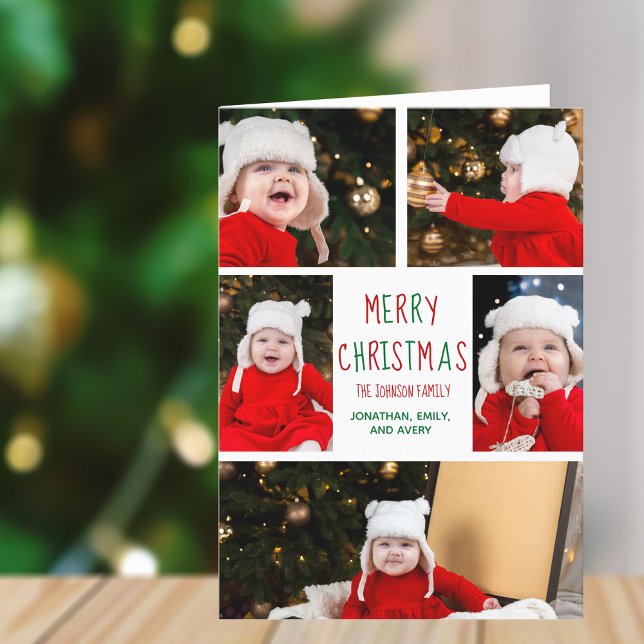 God jul Photo Collage med Brev per år Helgkort (Skapare uppladdad)