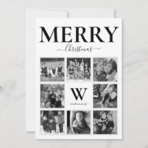god jul Photo Collage Monogram Black White