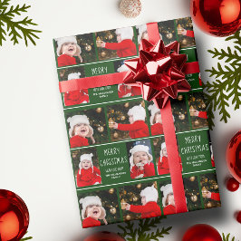 God jul Photo Collage Personlig Grönt Presentpapper