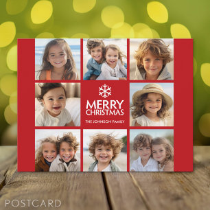 God jul Photo Collage Red White Helg Vykort