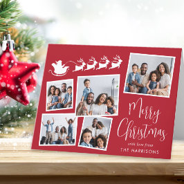 God jul Photo Collage Santa Sleigh Helgkort