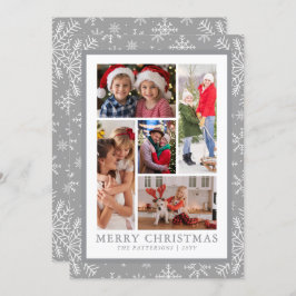 God jul Photo Collage Silver Snowflake Julkort