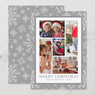 God jul Photo Collage Silver Snowflake Julkort