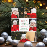 God jul Photo Collage vackra Red Grönt Julkort<br><div class="desc">Det här söta,  moderna God jul-kortet har en klassindelning med fem familjefotografier på vit bakgrund med söt röd och grönt typografi. Det här vackra barnfotokortet har ditt eget barns fotokollage som omger ditt festliga budskap och namn i grönt i helgdag. Lägg till ytterligare bild på baksidan.</div>