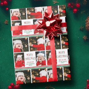 God jul Photo Collage vackra Red Grönt Presentpapper