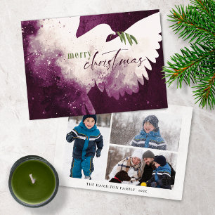 God jul Photo Dove Magenta Grönt Julkort