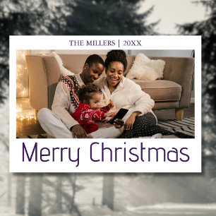 God jul Photo Family Midnight Lila Text Julkort