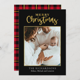 God jul Photo Gold Foil Minimum Helgdag Julkort