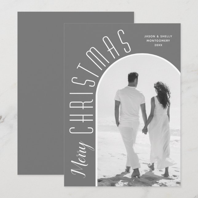 God jul Photo Grått Julkort (Fram/baksida)
