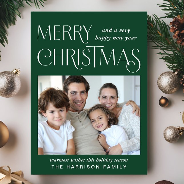 God jul Photo Grönt Julkort (This holiday season, let your family's smiles and heartwarming memories shine on our photo card)