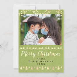 God jul Photo Guld Smoky Blue Kraft Modern Julkort