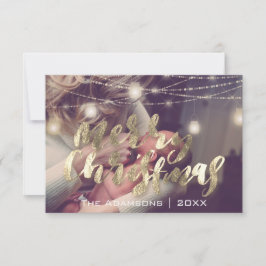 God jul Photo Ljus Strings Guld Anpassningsbar Inbjudningar