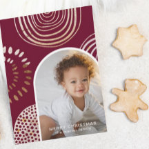 God jul Photo med Message Burgundy