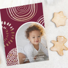 God jul Photo med Message Burgundy Julkort