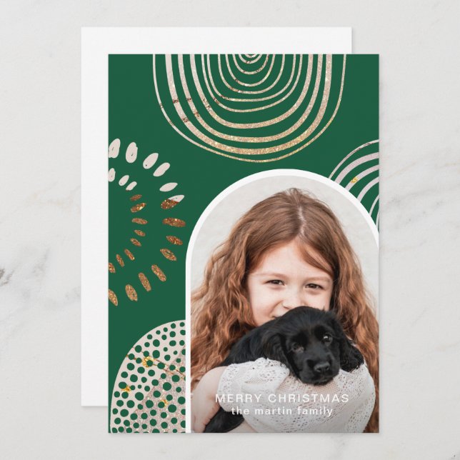 God jul Photo med Message Grönt Julkort (Fram/baksida)