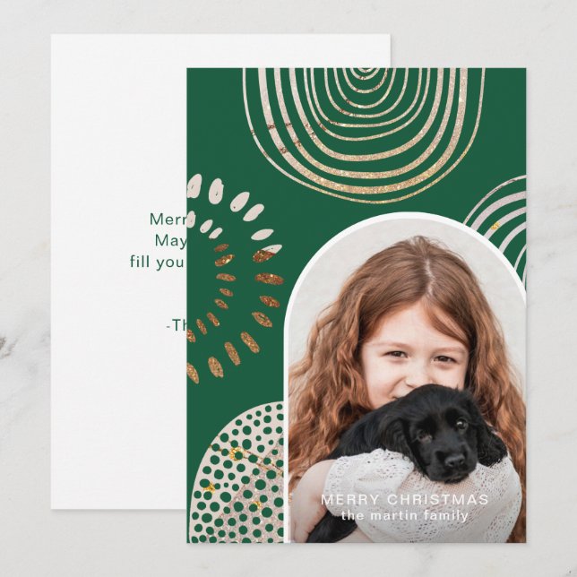 God jul Photo med Message Grönt Julkort (Fram/baksida)