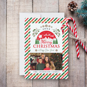 God jul Photo Memory Red Grönt Candy cane Julkort