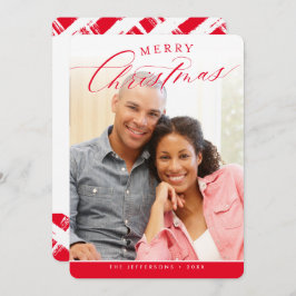 GOD JUL PHOTO modern söt calligraphy red Julkort