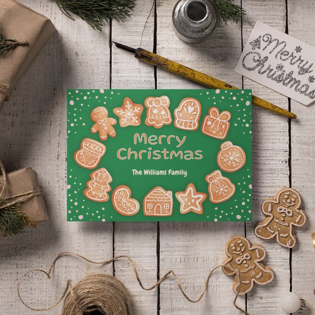 God jul Photo Namn Gingerbröd Grönt Helgkort (Skapare uppladdad)