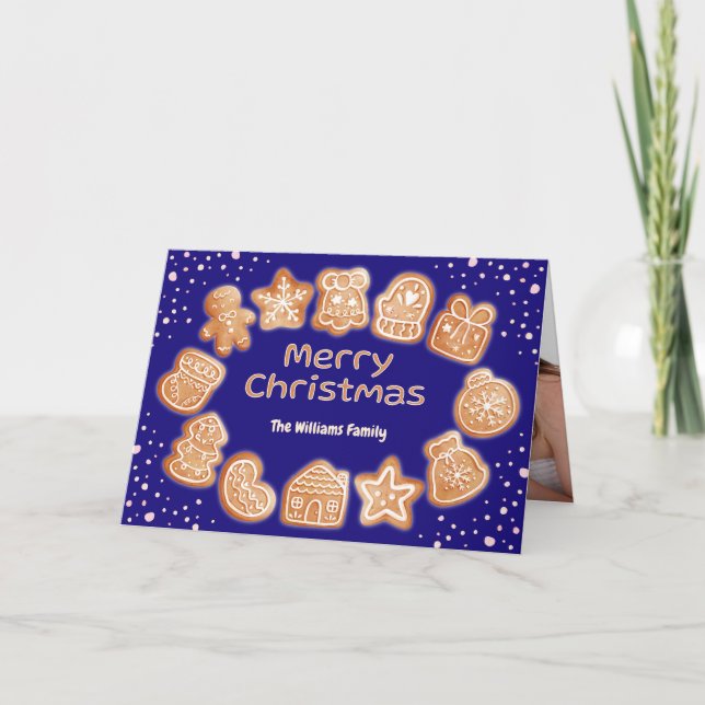 God jul Photo Namn Gingerbröd Navy Helgkort (Framsida)