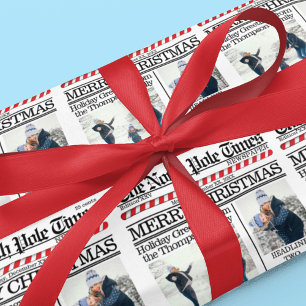 God jul Photo Newspaper Anpassningsbar Presentpapper