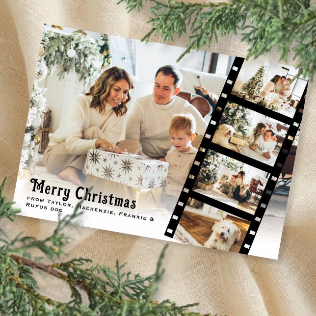 God jul Photo Personlig Film Strip Julkort (Merry Christmas Photo Personalized Film Strip Holiday Card by Ricaso Add 5 photographs and own text)