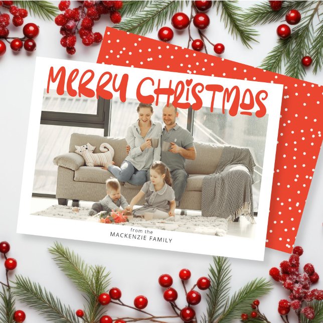 God jul Photo Personlig Julkort (Merry Christmas Photo Personalized Holiday Card by Ricaso. Fun bold and colorful holiday cards)