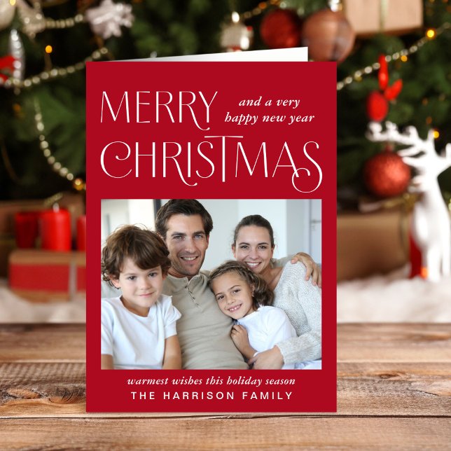 God jul Photo Red Helgkort (This holiday season, let your family's smiles and heartwarming memories shine on our photo card)