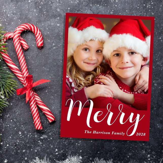 God jul Photo Red Julkort (Share the love and warmth of the season with your personalized photo Christmas card)