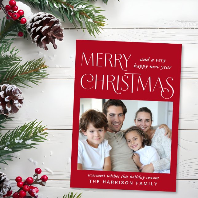 God jul Photo Red Julkort (This holiday season, let your family's smiles and heartwarming memories shine on our photo card)