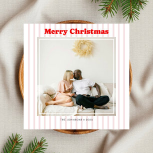 God jul Photo Red Stripe Julkort