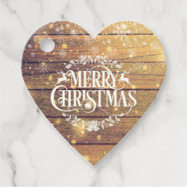 God jul Photo Rustic Wood Snöflingor Gåvor Etiketter