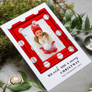 God jul Photo Simple Red Helgdag Ram Julkort
