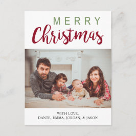 God jul Photo vycard Red Grönt Elegant Helg Vykort