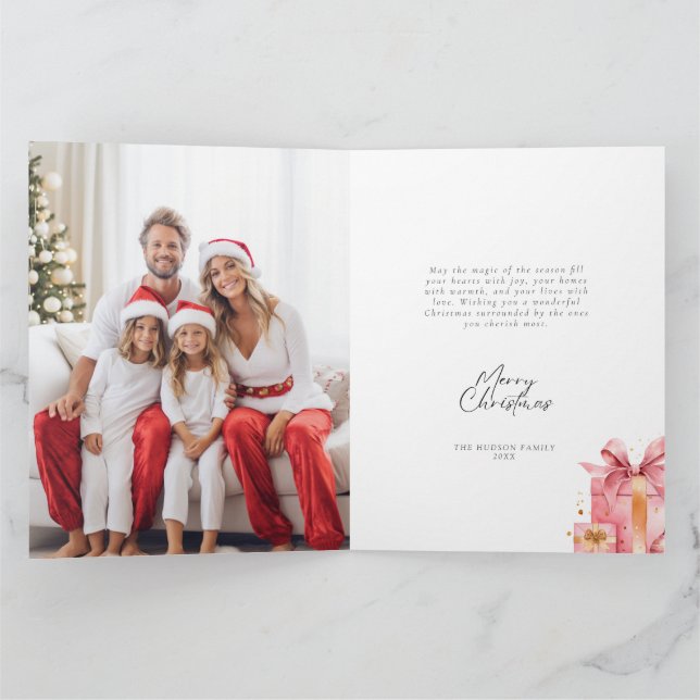 God jul Photo Watercolor Gift Kort (Inuti)