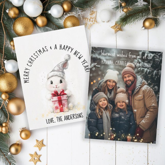 God jul Photo Winter Rabbit jul Julkort (Skapare uppladdad)